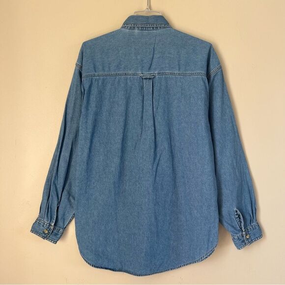 VTG Keren Hart Cotton Western Farm Embroidered Denim Button-Up Shirt SZ L - Picture 2 of 15